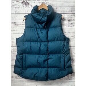 Athleta Downtown Down Puffer Vest Women’s XL Teal Full Zip